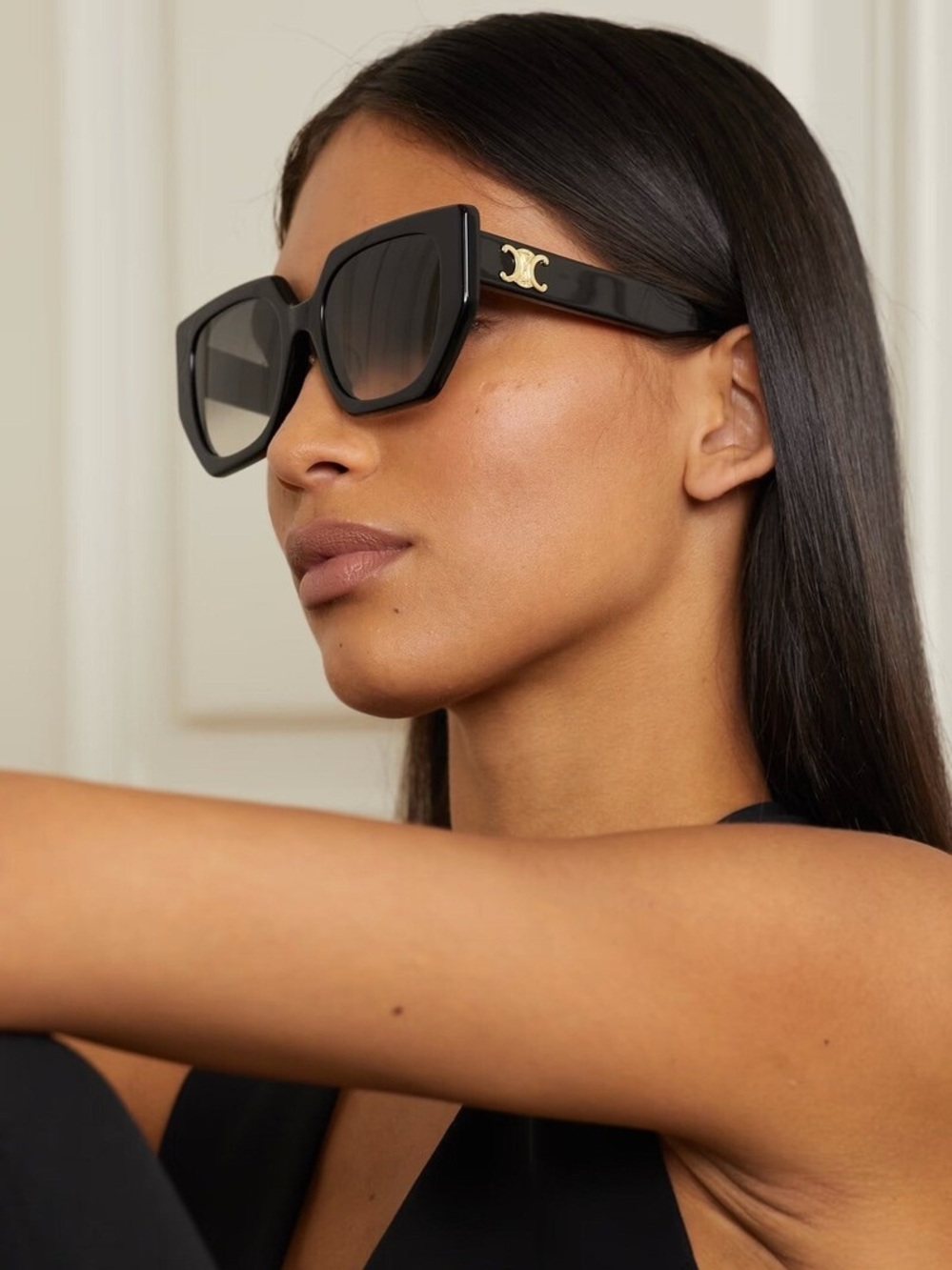 Celine Triomphe Logo Butterfly Black Sunglasses CL40239F